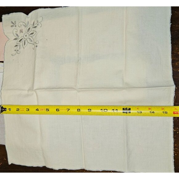 Vintage Napkins Linen Variety Embroidered Floral Butterfly 15"x15" Peach Ivory - Picture 7 of 7